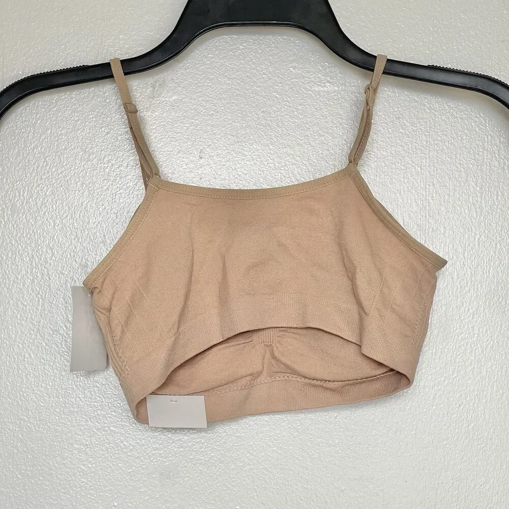 Rene Rofe Nude Padded Bra Size Small Sports Pleated Stretch Activewear Gym - Picture 7 of 12